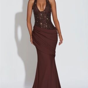 Babyboo Taylor gown in plum brown